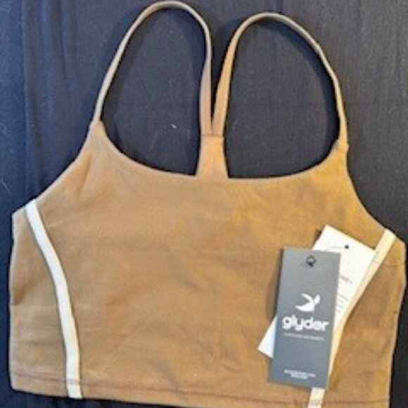Glyder APEX Sports BRA- Chocolate Brown with oat milk stripe - NWT - Picture 4 of 6